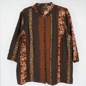 Citron Santa Monica Blazer Jacket Patchwork Abstract Textured Fabric Size 0X Art